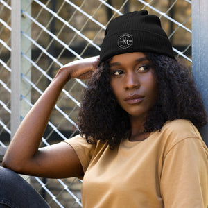 HME logo - Organic ribbed beanie (Black)