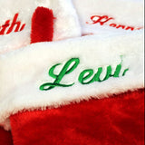 Custom Embroidered Red Plush Christmas Stocking