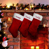 Custom Embroidered Red Plush Christmas Stocking