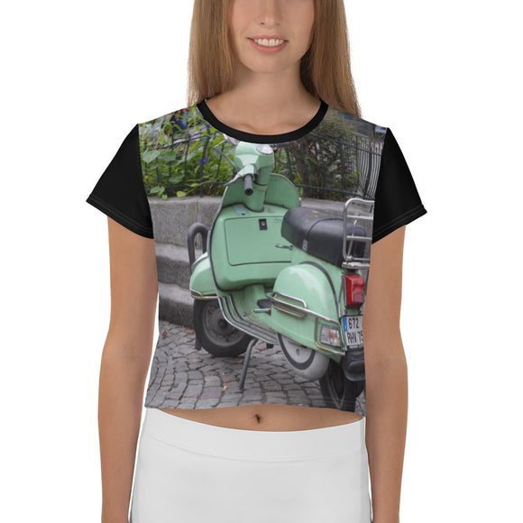 Crop Tee - Vintage Green Italian Scooter