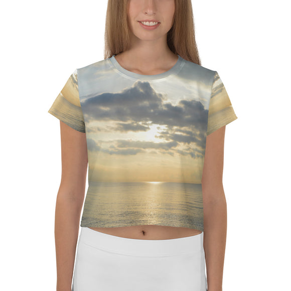 Crop Tee - Cloudy Beach Sunset