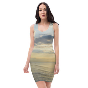 Fitted Dress - Cloudy Beach Sunset