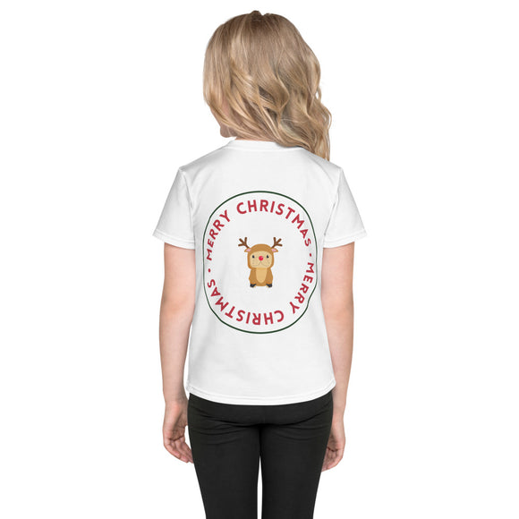 Kids crew neck t-shirt - Reindeer/Merry Christmas (printing Both sides)