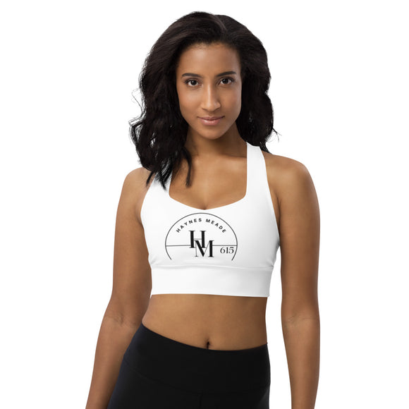 Longline sports bra - White with HME logo