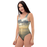 One-Piece Swimsuit - Cloudy Beach Sunset