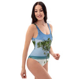 One-Piece Swimsuit - Beach Shrubs (Sky, Water, Sand)