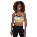 Padded Sports Bra - Cloudy Beach Sunset