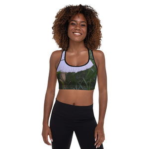 Padded Sports Bra - Mushrooms in Grass