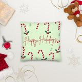 Premium Pillow - Happy Holidays (Green Background)