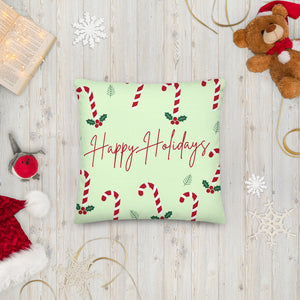 Premium Pillow - Happy Holidays (Green Background)