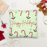 Premium Pillow - Happy Holidays (Green Background)