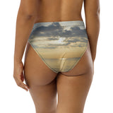 Recycled high-waisted bikini bottom - Cloudy Beach Sunset