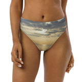 Recycled high-waisted bikini bottom - Cloudy Beach Sunset