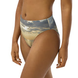 Recycled high-waisted bikini bottom - Cloudy Beach Sunset