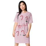 T-shirt dress - Happy Holidays (Pink Background)