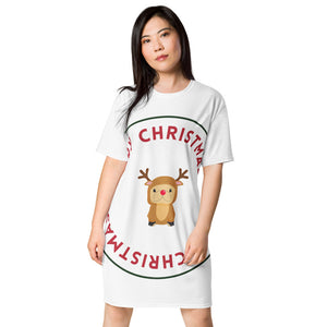 T-shirt dress - Reindeer/Merry Christmas