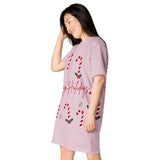 T-shirt dress - Happy Holidays (Pink Background)