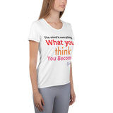 Zen Women's Athletic T-shirt - What you think you become - (White)