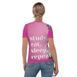 Women's T-shirt - Chihuahua in Glasses (Study, Eat, Sleep, Repeat)