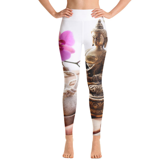 Yoga Leggings - Zen Buddha with Orchid