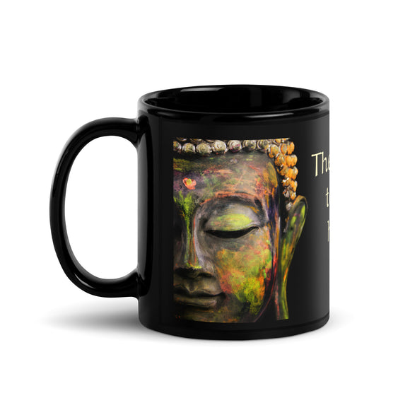 Zen Black Glossy Mug - Buddha (Black) - Happiness