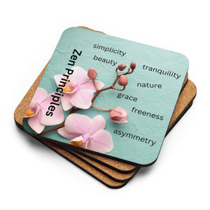 Cork-back coaster - Zen Principles design (Ct. 1 coaster)