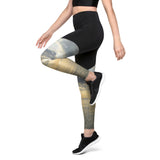 Sports Leggings - Black/Cloudy Beach Sunset