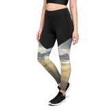 Sports Leggings - Black/Cloudy Beach Sunset