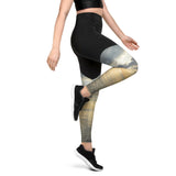 Sports Leggings - Black/Cloudy Beach Sunset