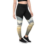 Sports Leggings - Black/Cloudy Beach Sunset