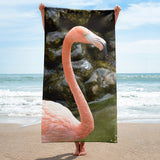 Beach Towel - Single Pink Flamingo