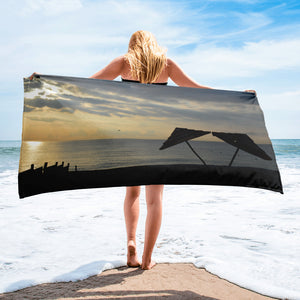 Beach Towel - Beach Umbrellas at Sunset