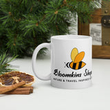 White glossy mug - Bloomkins Shops logo