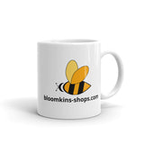 White glossy mug - Bloomkins Shops logo